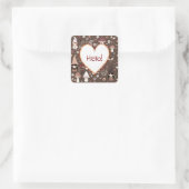 Cute Whimsical Fair Gnomes and Mushrooms Hello  Vierkante Sticker (Tas)