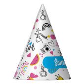 Cute Whimsical First Name Unicorn Rainbow Pattern Feesthoedjes (Links)