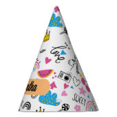 Cute Whimsical First Name Unicorn Rainbow Pattern Feesthoedjes (Rechts)