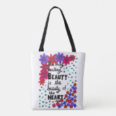 Cute Whimsical Floral Inspirerend Beauty Quote Tote Bag (Achterkant)