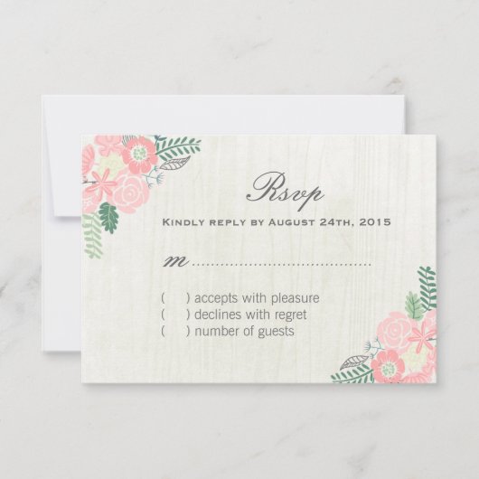 Cute Whimsical Flower RSVP-kaarten RSVP Kaartje (Voorkant)