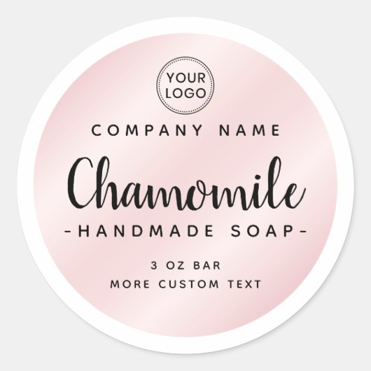 Cute whimsical font roze satin white product label (Voorkant)