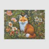 Cute Whimsical Forest Fox, Flowers ET9R Decoupage  Tissuepapier (Voorkant)