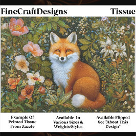 Cute Whimsical Forest Fox, Flowers ET9R Decoupage  Tissuepapier