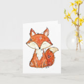 Cute Whimsical Fox Coffee Kaart (Gele Bloem)