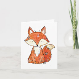 Cute Whimsical Fox Coffee Kaart