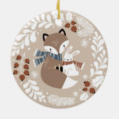 Cute Whimsical Fox en Rabbit Keramisch Ornament (Achterkant)
