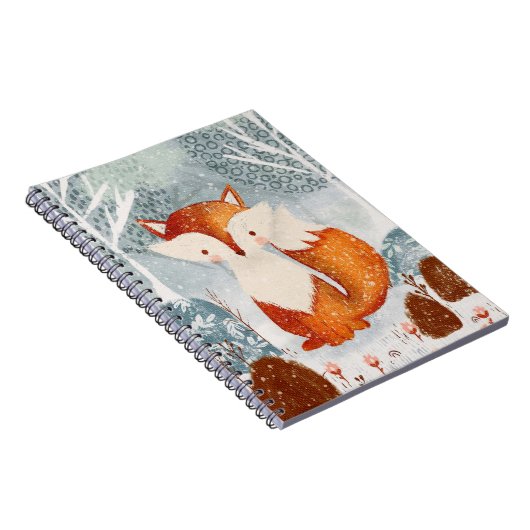 Cute Whimsical Fox in Forest Notitieboek (Rechterzijde)