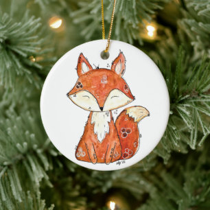Cute Whimsical Fox Keramisch Ornament
