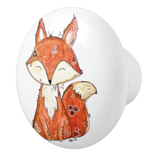 Cute Whimsical Fox Keramische Knop (Rechts)