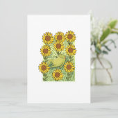 Cute Whimsical Frog And Sunflowers Illustration Kaart (Staand voorkant)
