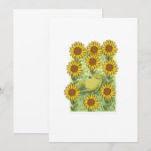Cute Whimsical Frog And Sunflowers Illustration Kaart (Voorkant / Achterkant)