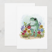 Cute Whimsical Frog In Flower Garden Illustration Kaart (Voorkant / Achterkant)