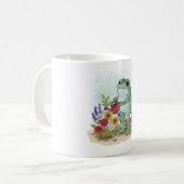 Cute Whimsical Frog In Flower Garden Illustration Koffiemok (Voorkant links)