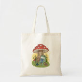 Cute Whimsical Frog Knitting Illustration Tote Bag (Voorkant)