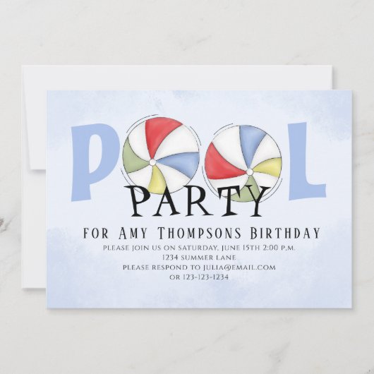 Cute Whimsical Fun Pool Party QR Code Social Media Kaart (Voorkant)