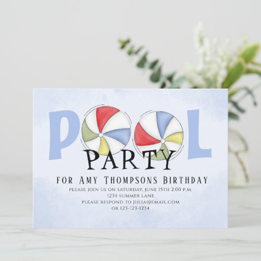 Cute Whimsical Fun Pool Party QR Code Social Media Kaart (Staand voorkant)