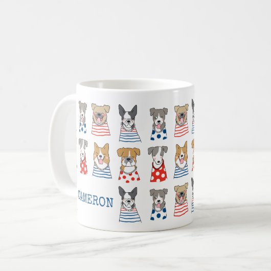 Cute Whimsical Funny Dog Illustralized Koffiemok (Voorkant links)