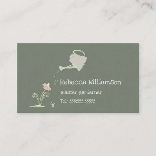 Cute Whimsical Gardening Services & QR Code Busin Visitekaartje (Voorkant)