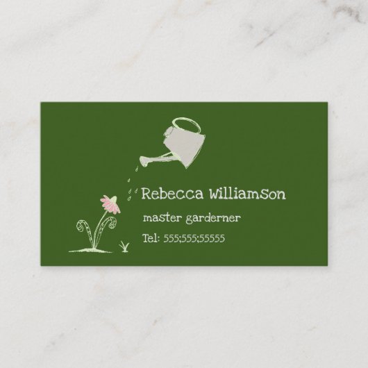 Cute Whimsical Gardening Services & QR Code Visitekaartje (Voorkant)