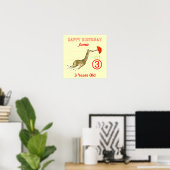 Cute Whimsical Giraffe Paraplu Verjaardags poster (Thuiskantoor)