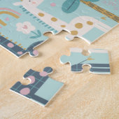 Cute Whimsical Giraffe Pattern in Pastel Blue Legpuzzel (Zijkant)