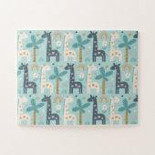 Cute Whimsical Giraffe Pattern in Pastel Blue Legpuzzel (Horizontaal)