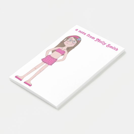 Cute Whimsical Girl Cartoon Drawing Post-it® Notes (Schuin)