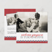 Cute Whimsical Girls Birthday Party Invitation Kaart (Voorkant / Achterkant)