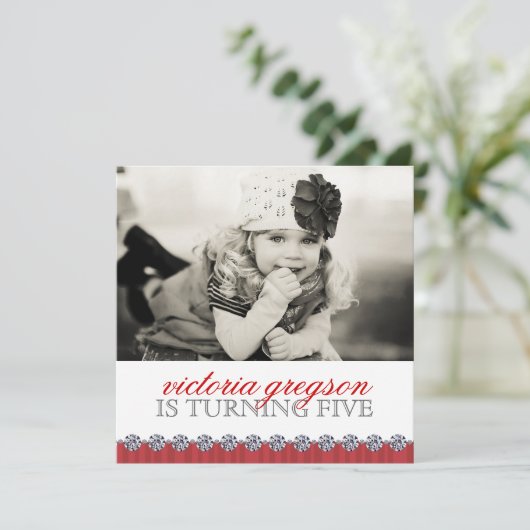 Cute Whimsical Girls Birthday Party Invitation Kaart (Staand voorkant)