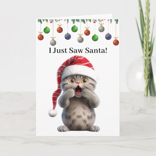 Cute Whimsical Grappige Kat Kerst Wenskaart Kaart (Voorkant)
