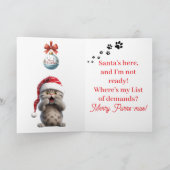 Cute Whimsical Grappige Kat Kerst Wenskaart Kaart (Binnen)