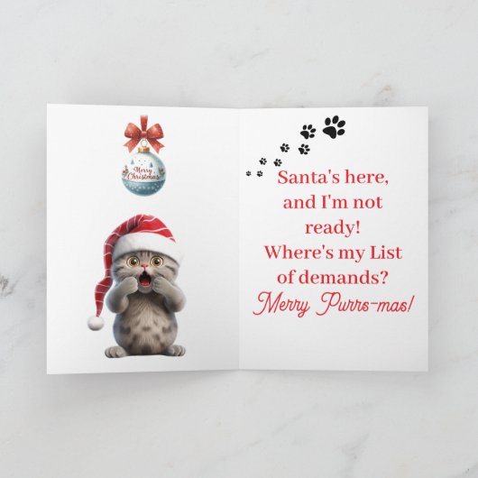 Cute Whimsical Grappige Kat Kerst Wenskaart Kaart (Binnen)