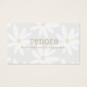 Cute Whimsical Gray Daisy Floral Visitekaartje
