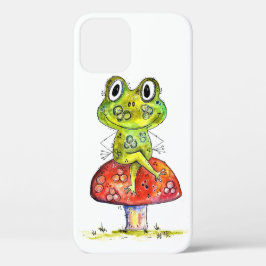 Cute Whimsical Green Frog op Toadstool Case-Mate iPhone Case