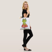 Cute Whimsical Green Frog op Toadstool Tote Bag (Op model)