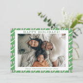 Cute Whimsical Green Lila Shapes Custom Photo Feestdagenkaart (Staand voorkant)