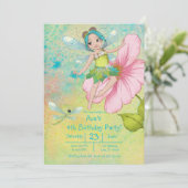 Cute Whimsical Green Turquoise Dragonfly Birthday Kaart (Staand voorkant)