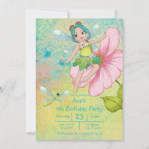 Cute Whimsical Green Turquoise Dragonfly Birthday Kaart