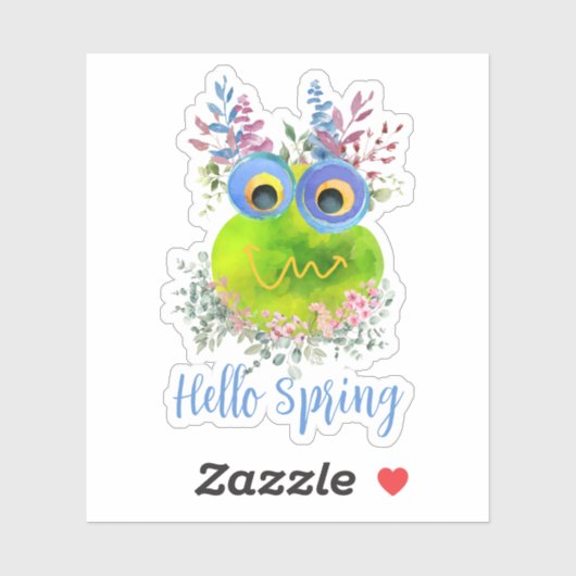 Cute Whimsical Hallo Spring Sticker (Vel)