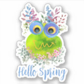 Cute Whimsical Hallo Spring Sticker (Voorkant)