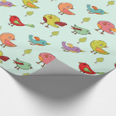 Cute Whimsical Hand Drawn Birds Pattern Cadeaupapier (Hoek)