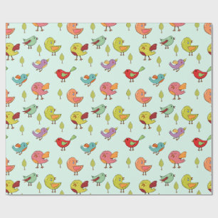 Cute Whimsical Hand Drawn Birds Pattern Cadeaupapier