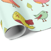 Cute Whimsical Hand Drawn Birds Pattern Cadeaupapier (Rol Hoek)