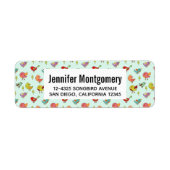 Cute Whimsical Hand Drawn Birds Pattern Etiket (Voorkant)