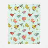 Cute Whimsical Hand Drawn Birds Pattern Fleece Deken (Voorkant)