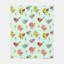 Cute Whimsical Hand Drawn Birds Pattern Fleece Deken
