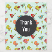 Cute Whimsical Hand-Drawn Birds Pattern Hartelijk  Wijn Etiket (Enkel label)