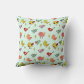 Cute Whimsical Hand Drawn Birds Pattern Kussen (Achterkant)