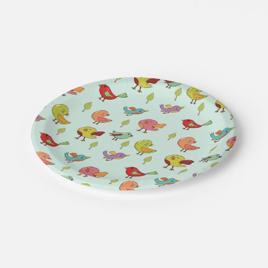 Cute Whimsical Hand Drawn Birds Pattern Papieren Bordje (Gekanteld)
